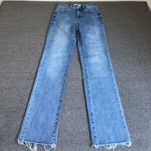 Risen Jeans Los Angeles High Rise Straight Leg Raw Hem Denim Sz 0/24 Minimalist